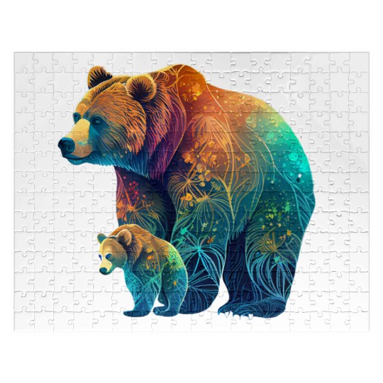Mother Bear and Cub Sublimation Graphic Wild 1 Jigsaw Puzzles