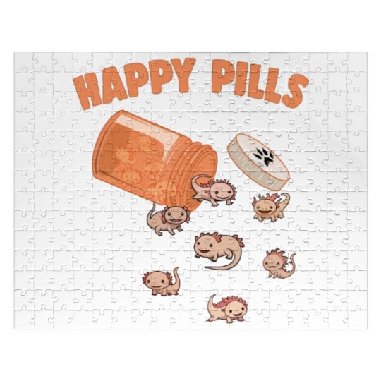 Happy Pills Axolotl Funny Axolotls Lover Humor Pun Jigsaw Puzzles