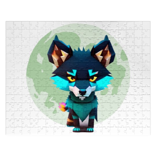 Cute Wolf Moon Graphic Jigsaw Puzzles