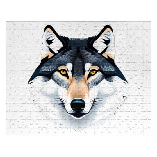 Wolf howling at the moon graphic Jigsaw Puzzles