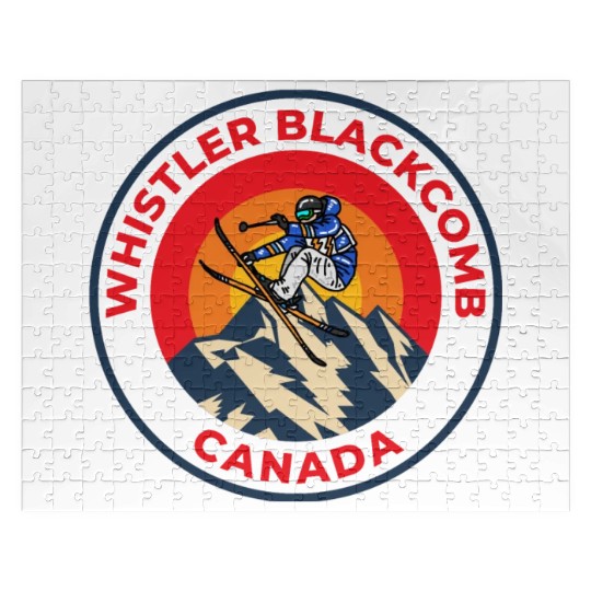 Vintage Skiing in Whistler Blackcomb Canada Sunset Jigsaw Puzzles