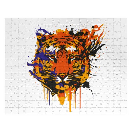 Colorful Tiger face art Jigsaw Puzzles