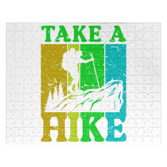 Take a Hike Wanderlust Hiker Hiking Mountains Jigsaw Puzzles