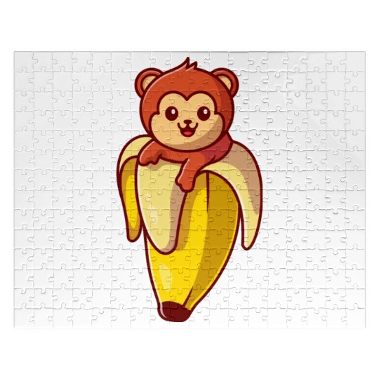 Cute Monkey Banana Cartoon Jigsaw Puzzles
