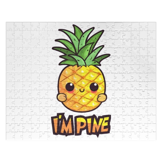 i'm pine funny pineapple design Jigsaw Puzzles