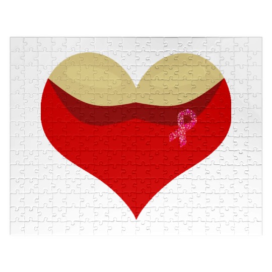 Cancer awareness Boobies love heart Jigsaw Puzzles