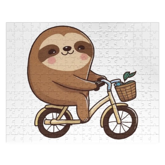 Sloth driving bicycle - funnylazy bike driver gift Jigsaw Puzzles