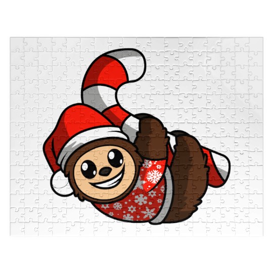 Merry Christmas Sloth Candy Cane Jigsaw Puzzles