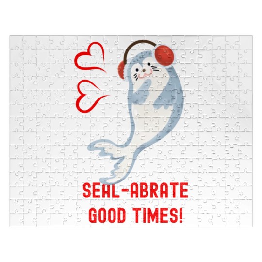 Seal Pun Sealabrate Good Times Cute Funny Animal P Jigsaw Puzzles