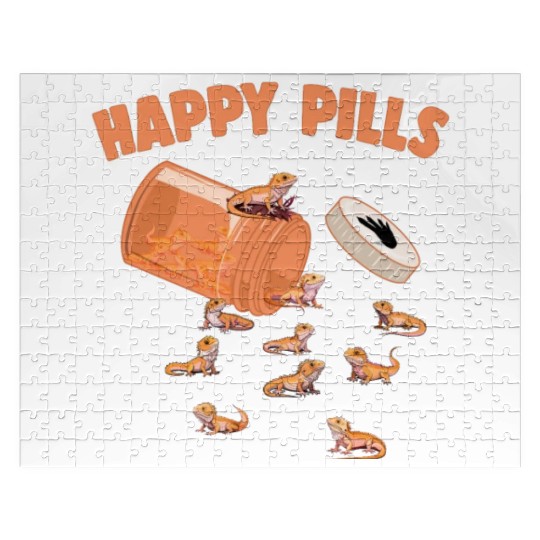 Happy Pills Bearded Dragon Funny Lizard Lovers Jigsaw Puzzles