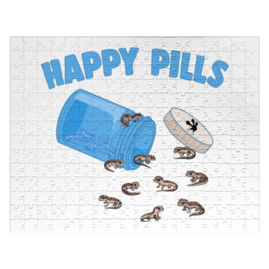 Happy Pills Lizards Funny African Fat-Tailed Gecko Jigsaw Puzzles