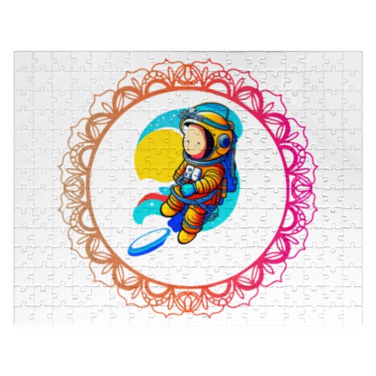Baby astronaut in a golden circle Jigsaw Puzzles