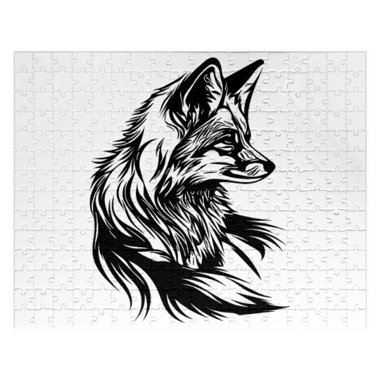 Little Cute Fox Portrait Tattoo Ink Jigsaw Puzzles