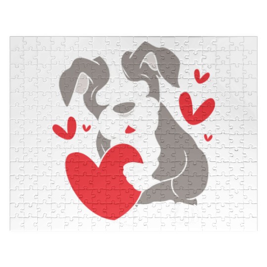 Cute Heart Puppy Boston Terrier Dog Jigsaw Puzzles