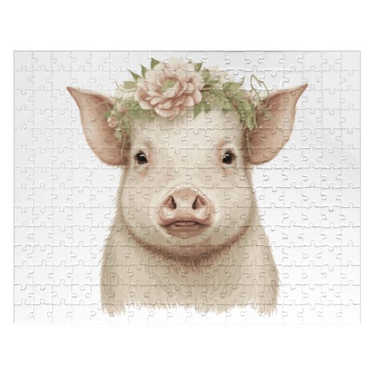 Piglet Flower Crown Pig Baby Floral Farm Animal Pe Jigsaw Puzzles
