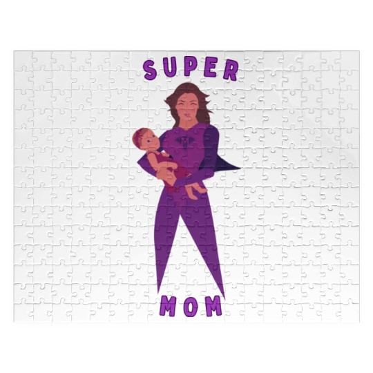 Violet Childish Super Mom Jigsaw Puzzles Mother's Day Gif