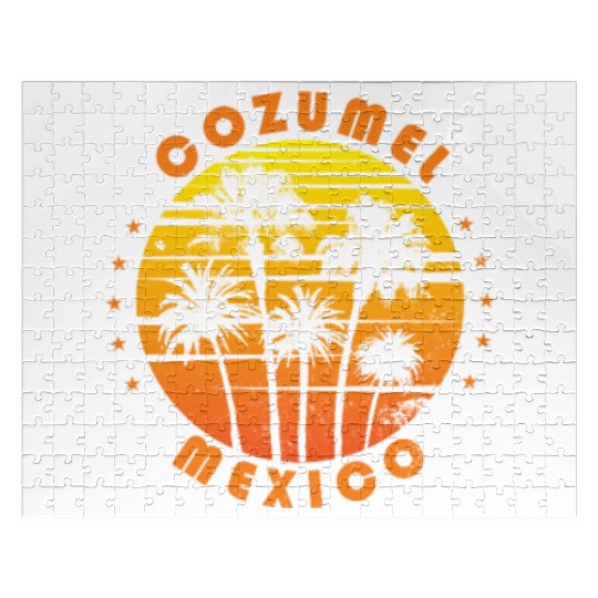 Retro Cozumel Mexico Souvenir Vintage Palm Tree Jigsaw Puzzles