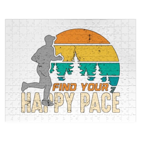 Trail Running Find Your Happy Pace Retro Running Jigsaw Puzzles