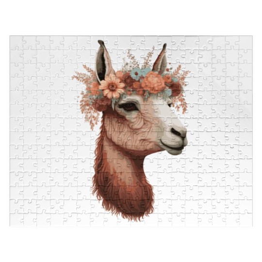 Flower Crown Llama Alpaca Floral Farm Animal Pet Jigsaw Puzzles