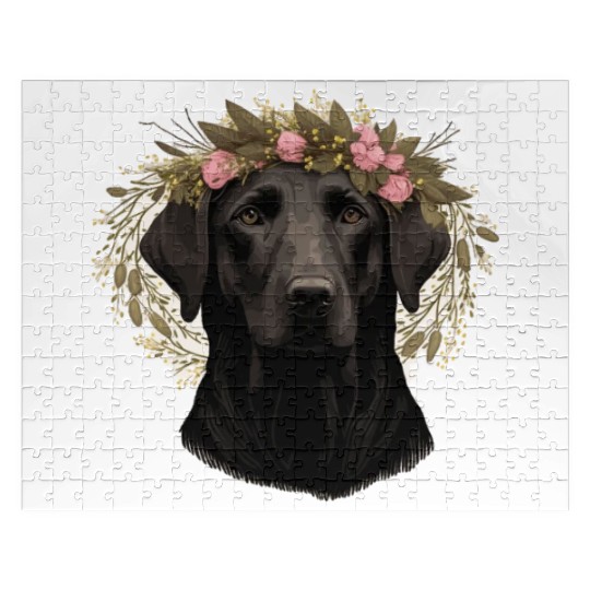 Cute Labrador Retriever Flower Crown Dog Breed Flo Jigsaw Puzzles