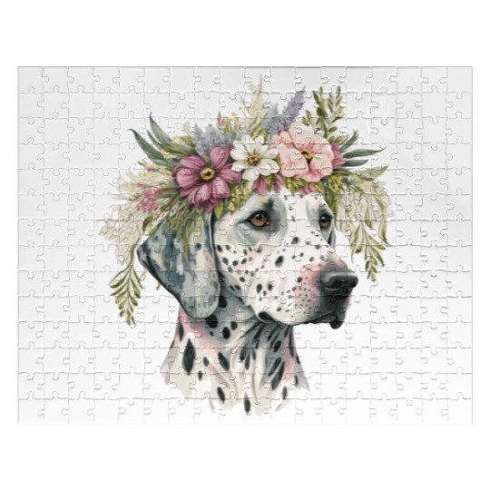 Dalmatian Flower Crown Pet Dog Floral Puppy Jigsaw Puzzles
