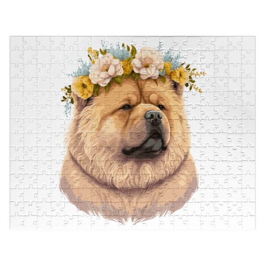 Cute Chow Chow Flower Crown Pet Dog Breed Floral P Jigsaw Puzzles