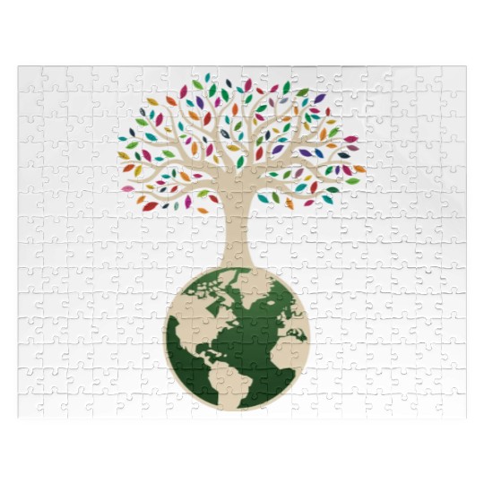 Earth Day Tree With Colorful Leaves Nature Jigsaw Puzzles