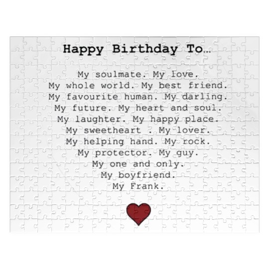 Happy Birthday To My Soulmate and Love Jigsaw Puzzles