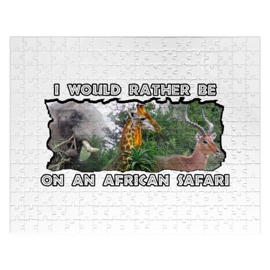 I Would Rather Be African Safari Wildlife Collage Jigsaw Puzzles