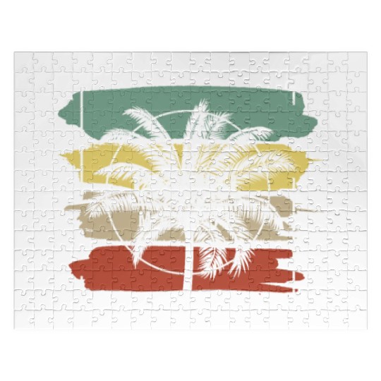 Cozumel Mexico Artistic Palm Tree Retro Jigsaw Puzzles