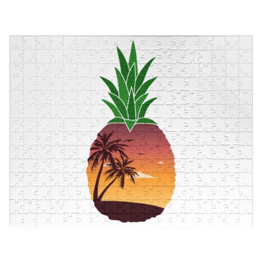 Pineapple Beach Sunset - Tropical Summer Jigsaw Puzzles