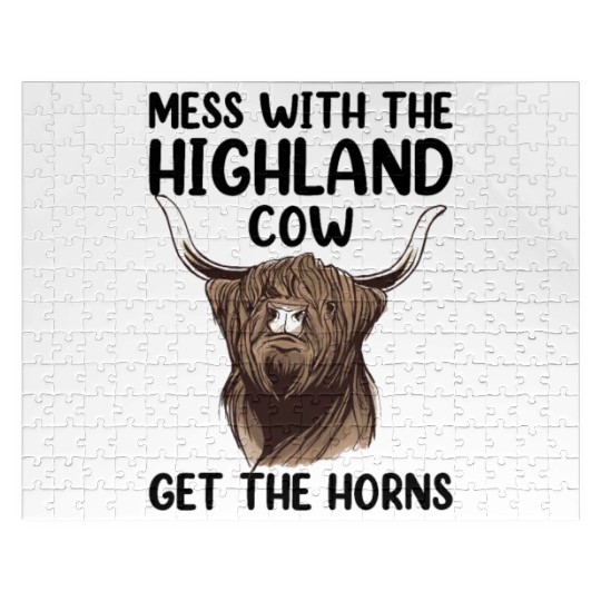 Mess With The Highland Cow Get The Horns Jigsaw Puzzles