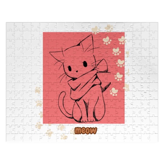 meow cat for cat lover Jigsaw Puzzles