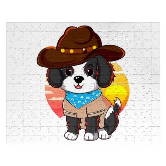 Cowboy dog at sunset Jigsaw Puzzles