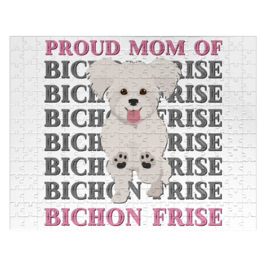 Proud mom of Bichon Frise cute puppy dog mom dad Jigsaw Puzzles