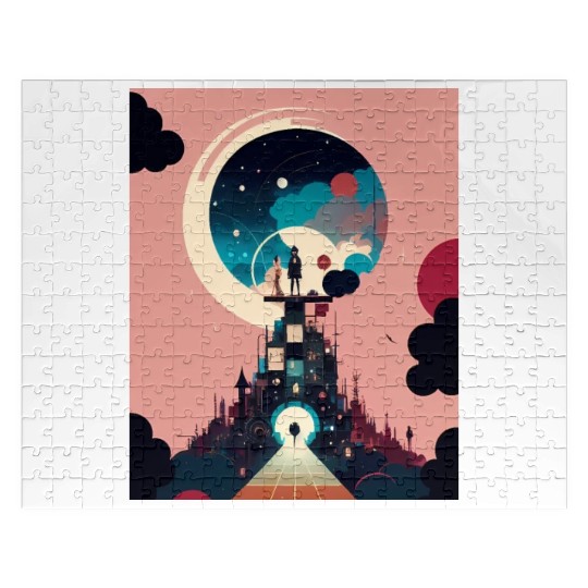 Hooded Mystery Night Sky Spectacle Over Cityscape Jigsaw Puzzles