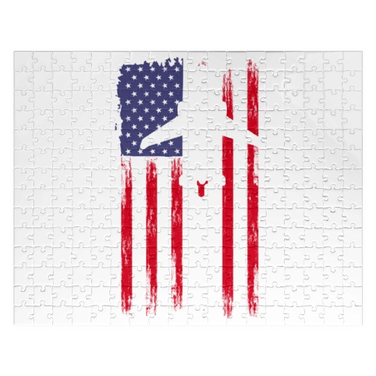 Aircraft Mechanic Aviation Usa Flag Jigsaw Puzzles