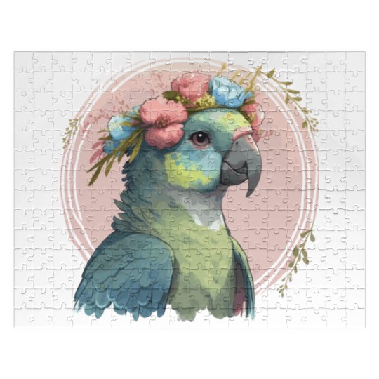 Cute Hahn's Macaw Bird Flower Crown Pet Birds Jigsaw Puzzles