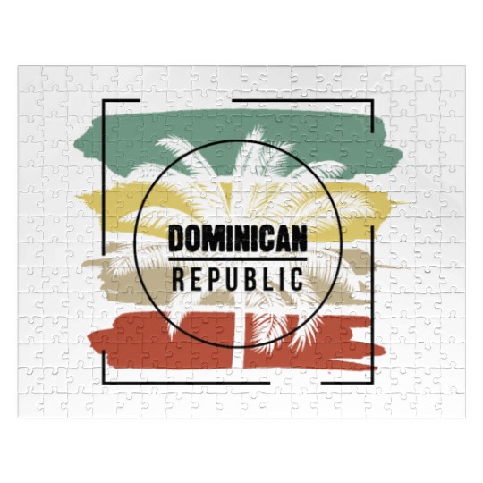 Dominican Republic Palm Tree Retro Artistic Jigsaw Puzzles