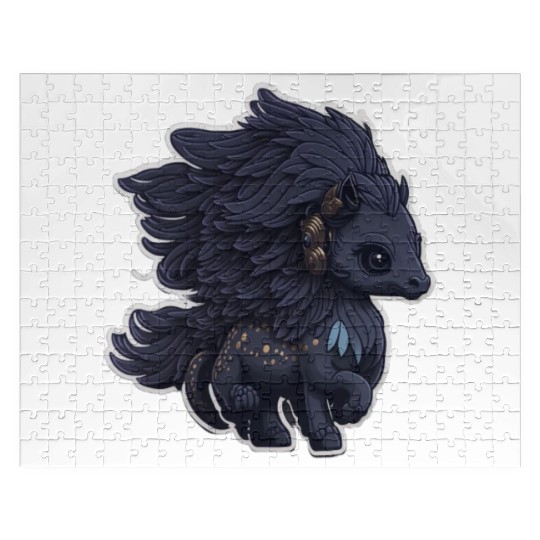 Midnight Flight of the Majestic Black Pegasus Jigsaw Puzzles
