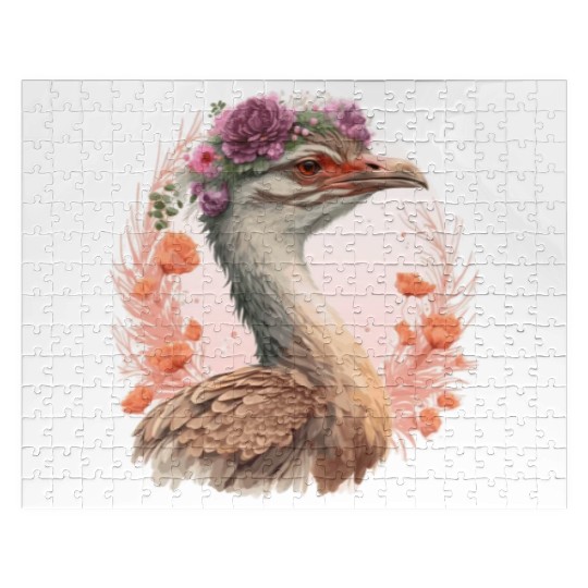 Cute Bustard Bird Watching Flower Crown Floral Bir Jigsaw Puzzles