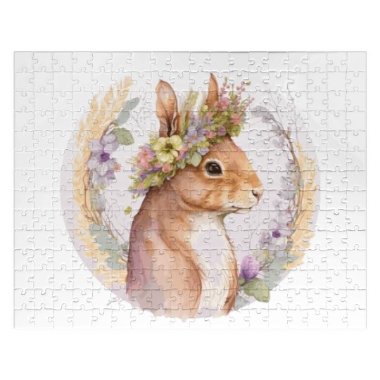 Floral Squirrel Flower Crown Watercolor Animal Lov Jigsaw Puzzles