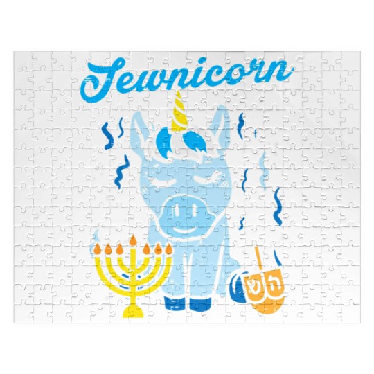 Jewnicorn Jew Unicorn Cute Hanukkah Pajamas Jigsaw Puzzles