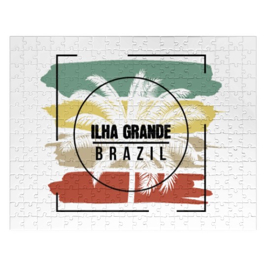 Ilha Grande Brazil Palm Tree Retro Artistic Jigsaw Puzzles