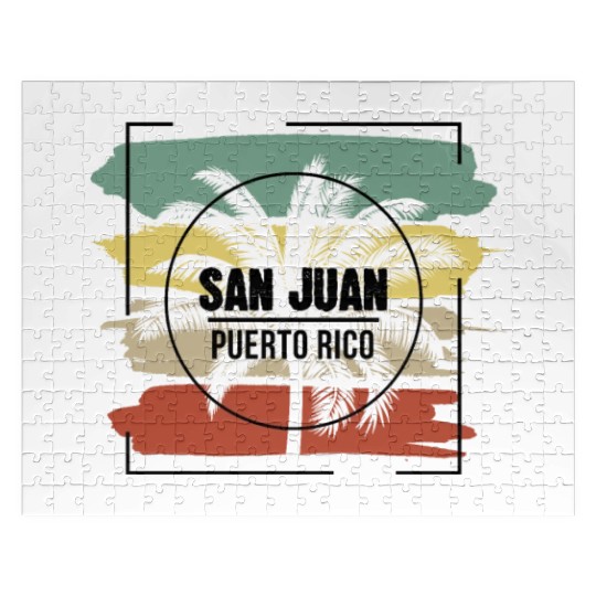San Juan Puerto Rico Palm Tree Retro Artistic Jigsaw Puzzles