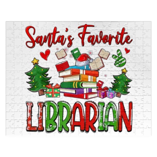 Santas Favorite Librarian Cute Book Lover Christma Jigsaw Puzzles