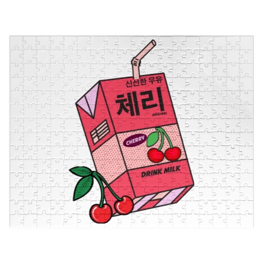 K Pop Cherry Milk Drink Korea Kpop Korean Drink Jigsaw Puzzles