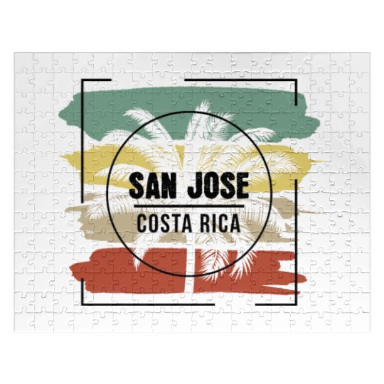 San Jose Costa Rica Palm Tree Retro Artistic Jigsaw Puzzles