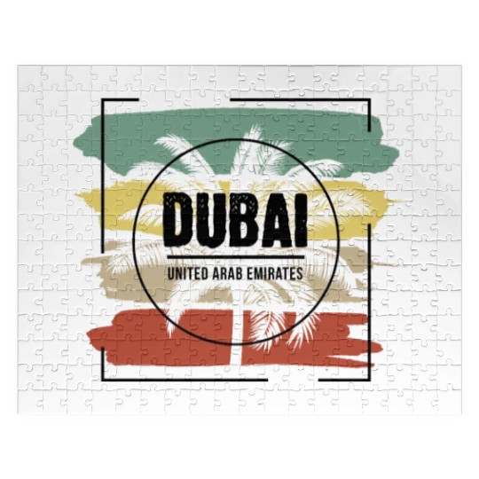 Dubai United Arab Emirates Palm Tree Retro Jigsaw Puzzles