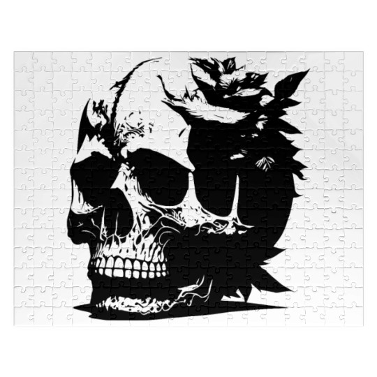 gothic skull with leaves Jigsaw Puzzles